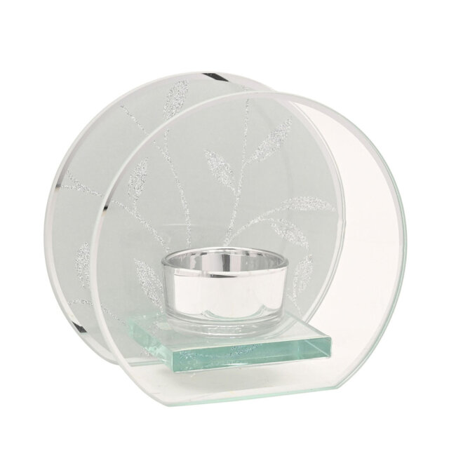 Glitter Leaf Design Single Tealight Holder