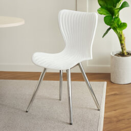 Side Chair in White, Silver
