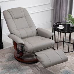 HOMCOM 360° Swivel Recliner Chair with Footstool Leather