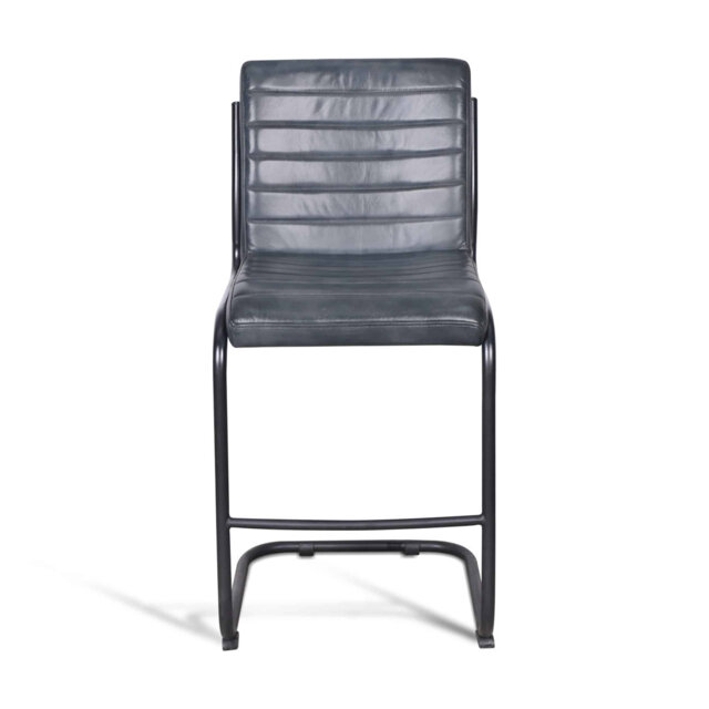 100% Real Genuine Leather Kitchen Café Bar Stool With Back Frame Brown Fully Assembled