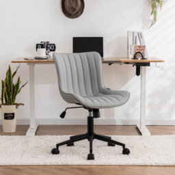 Swivel Adjustable Office Chair Ergonomic Faux Leather Desk Chair with Backrest Comfortable Padded Executive Chair for Home Office, Vanity Room