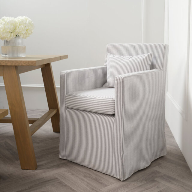 Hettie Grey Thin Stripe Dining Chair