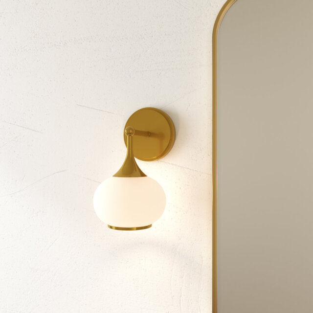 Modern Brass Wall Light with Glass Shade, Decorative Bedside & Hallway Sconce, Soft Ambient Lighting