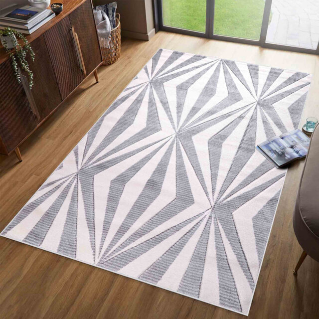 Allyza Machine Woven Polypropylene White/Grey Rug
