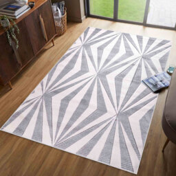 Allyza Machine Woven Polypropylene White/Grey Rug