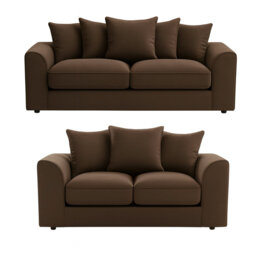 Plush Velvet 3 & 2 Seater Sofa Set With Cushioned Arms & Scatter Back Pillows
