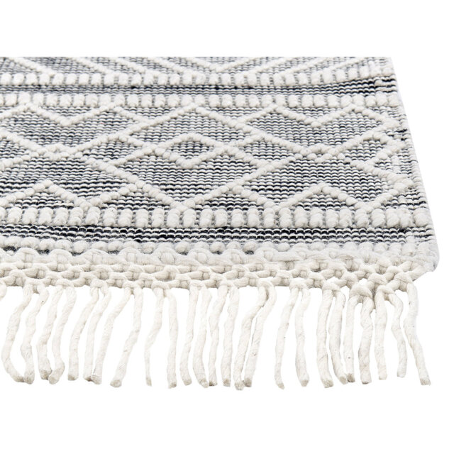 Wool Area Rug 160 X 230 Cm Black And White Overlea