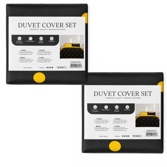 Aspire Homeware Black and Ochre Polka Dot Duvet Cover Set (Pack of 2)