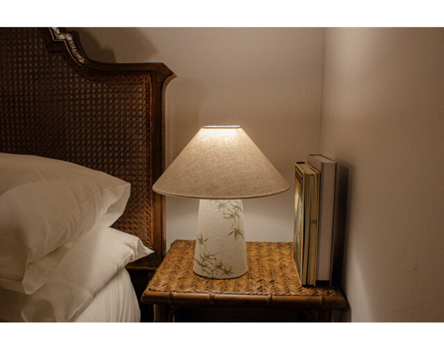 Thistles Green Small Fabric Table Lamp - Scottish Botanical Print for Country Home