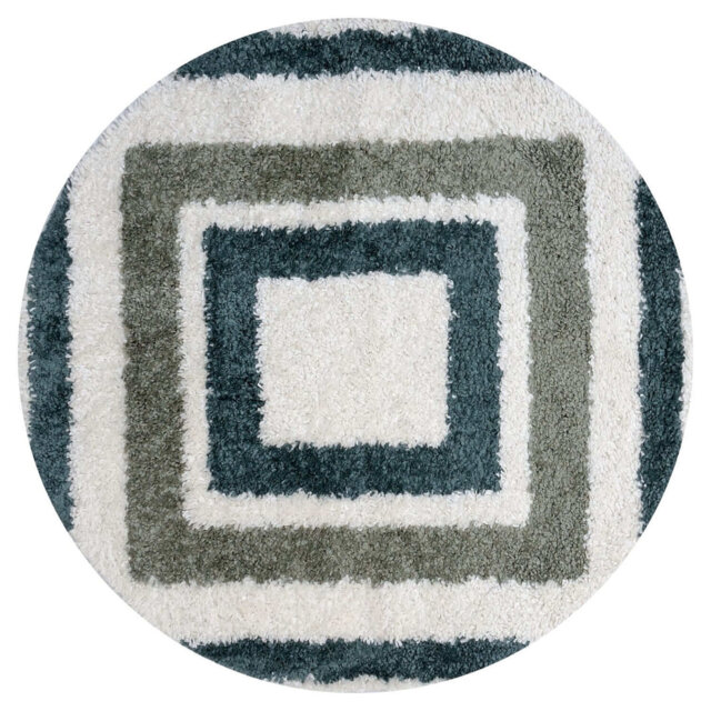 Moodi Modern Shaggy Area Rug Geometric Border Design