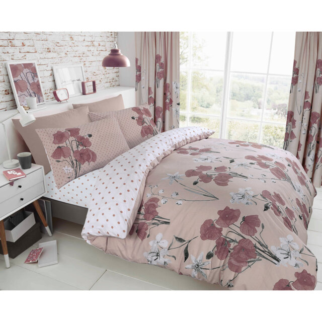 Floral Design Duvet Cover Set Polycotton with Pillowcases - Yarn Bedding