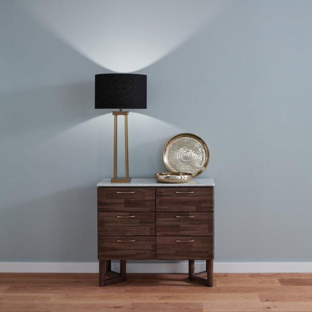 Langston Satin Brass Metal Column Table Lamp Base with Bow 40cm Forest Green Velvet Cylinder Lampshade