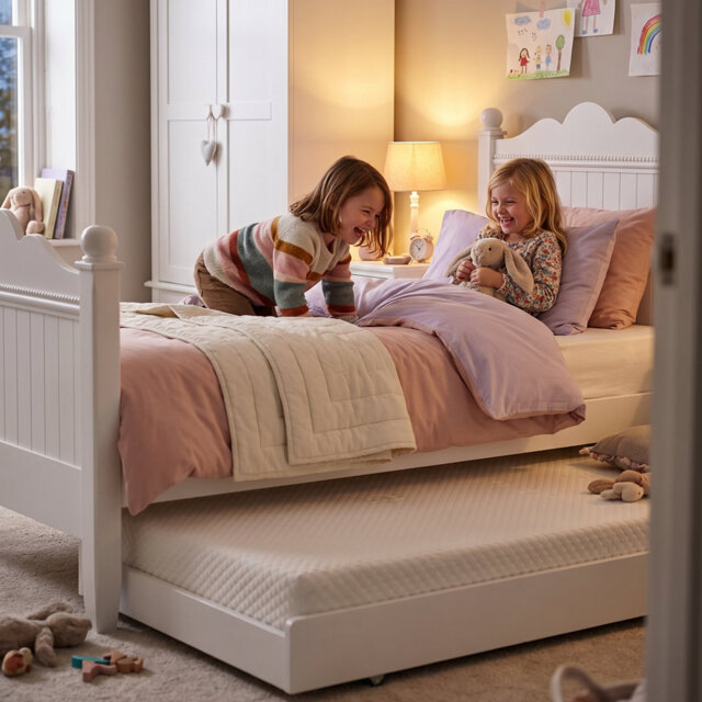 Princess Single Bed with Pull-Out Trundle