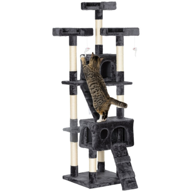173?cm Multi-Level Cat Tree Activity Centre with 3 Perches, 2 Houses, Sisal Scratching Posts & Dangling Toys