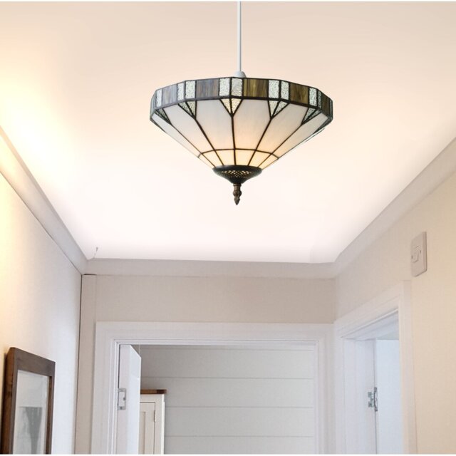 34cm Tiffany Style Deco Glass Bowl Pendant Ceiling Shade