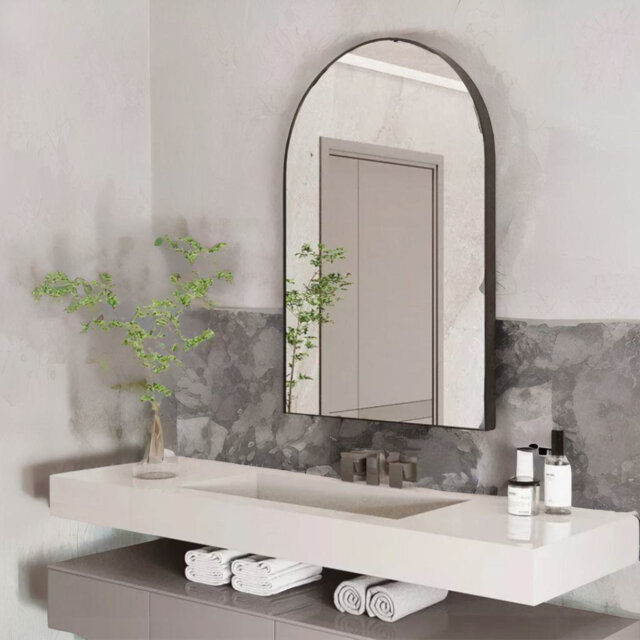 Large Arched Aluminium Wall Mirror For Bedroom Living Room