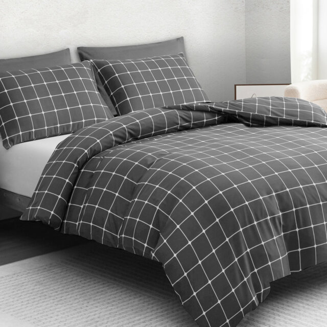 Luxury Double Brushed Microfiber Reversible Duvet Cover Set with Zipper Closure and Corner Ties