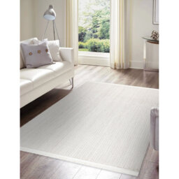 Scotsdale Solid Colour Flat Woven Flatweave White Area Rug