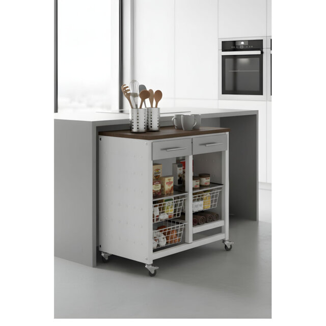 Nelida 71cm W Steel Kitchen Trolley and with Locking Wheels