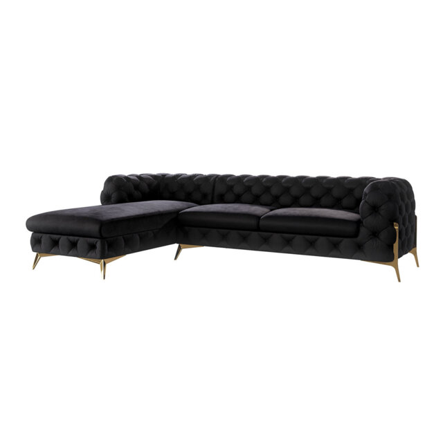 Chesterfield Corner Chaise Sofa  with Gold Metal Legs