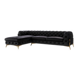 Chesterfield Corner Chaise Sofa  with Gold Metal Legs