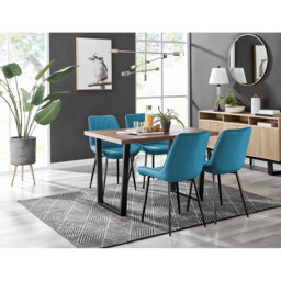 Kylooe Modern Dining Table Set With 4 Luxury Velvet Dining Chairs