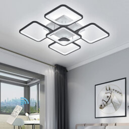 Flausch 5-Light 60cm Modern Ceiling Light, Dimmable LED Flush Mount with Remote, Squares Acrylic Chandelier