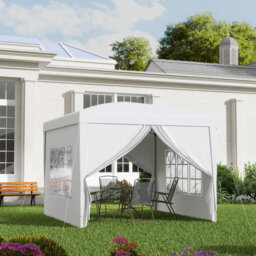 3 X 3m Pop Up Gazebo, Uv & Weather Resistant Party Canopy Tent With Removable Sidewalls, Zipped Doors & Windows, Powder Coated Steel Frame, Carry Bag,