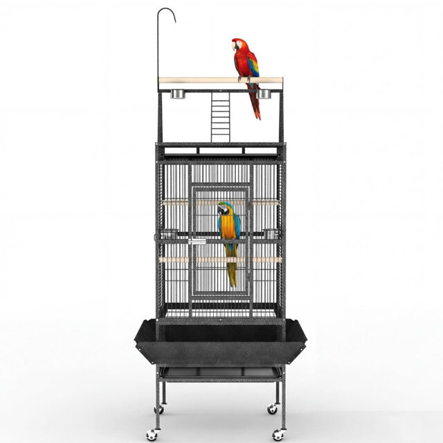 210 cm Carbon Steel Top Bird Cage Stand Bird Cage with Wheels with Stand with Perch with Tray