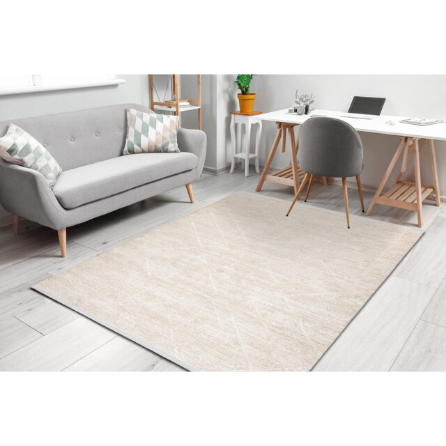 Alvenia Machine Woven Cream Area Rug