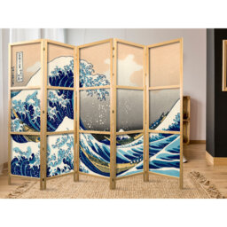 225cm W x 1710cm H 5 - Panel Solid Wood Folding Room Divider