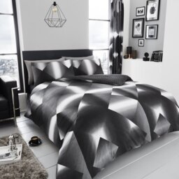 Soft Polycotton 3D Triangle Reversible Duvet Cover Set with Pillowcases Available in All UK Bed - Single Double King & Super Kings