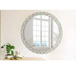 Huldar Round Glass Framed Wall Mounted Accent Mirror in White/Red/Green