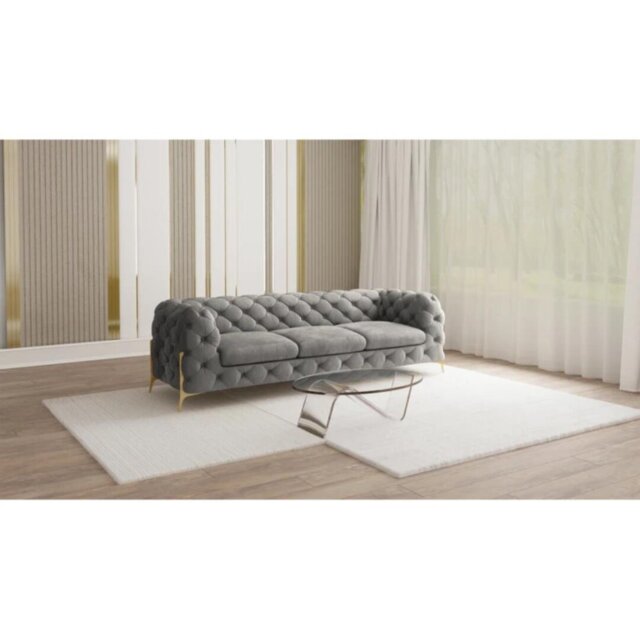Chesterfield Sofa Set 3+2+1 Hanks with Gold Metal Legs