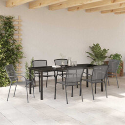 Garden Dining Set Anthracite Powder-Coated Steel Outdoor Porch Terrace