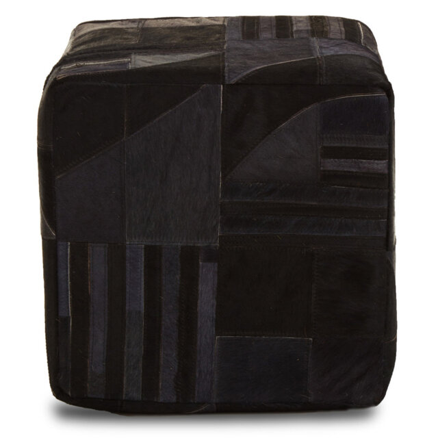 Pollmann 41cm Wide Genuine Leather Square Abstract Pouffe Ottoman