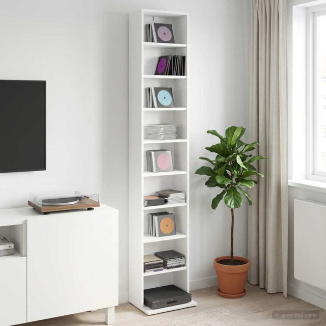 CD Cabinet Engineered Wood Indoor Media Storage Unit Rack Bedroom Home