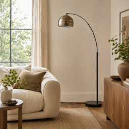 Hartfield 173cm Arched Floor Lamp Arc Floor Lamp with Bell Metal Shade and Solid Marble Base