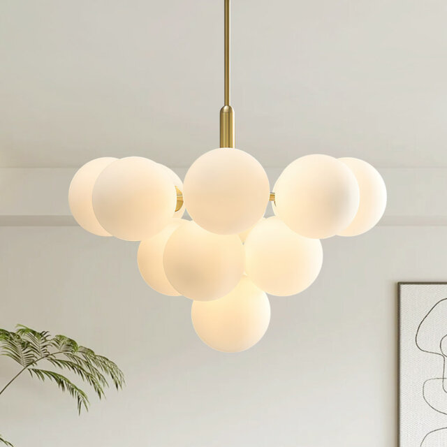 Balikos 13-Light Bubble Golbe Cluster Chandelier with Glass Accents