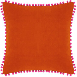 Velvet Pompom Velvet Pom Pom Feather Filled Cushion