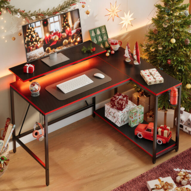 106cm Led Desk With Monitor Stand & Headset Hooks