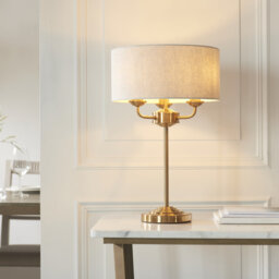 Landover 3lt Table light finished in Vintage Brass and Natural