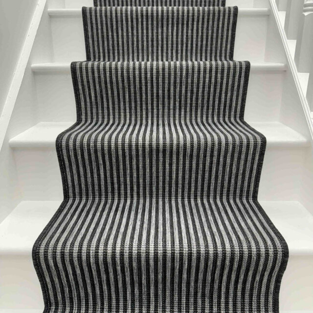 Pinstripe Black Stair Runner – Reversible, Durable & Hardwearing Carpet for Stairs & Staircases, Multiple Lengths