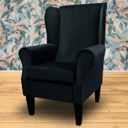 Black Velvet Wingback Armchair