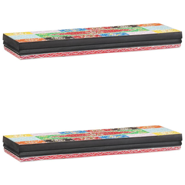 Wall Shelves 2 Pcs Multicolour Solid Mango Wood