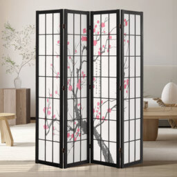 Room Divider, 4 Panel Japanese Room Divider Screen, Wood Folding Privacy Screen Indoor, Japanese Partition