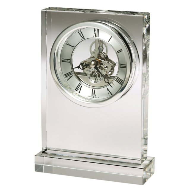 Modern & Contemporary Roman Numeral Crystal Quartz Movement / Crystal Tabletop Clock in Clear/Silver