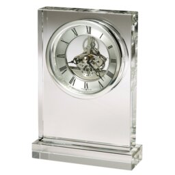 Modern & Contemporary Roman Numeral Crystal Quartz Movement / Crystal Tabletop Clock in Clear/Silver