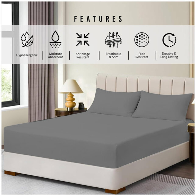 Super Dreamer Pack of 6 Fitted Bed Sheets Solid Colour Polyester Soft Touch Bedding Machine Washable UK Sizes