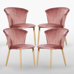 Siyana Modern Velvet Dining Chairs - Ergonomic Curved Back with Solid Wooden Legs - Side Chair for Dining Room Living Room Restaurants